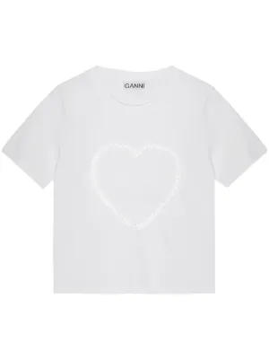 GANNI heart-appliqué T-shirt