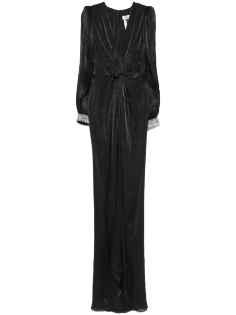 NISSA twist-detail chiffon maxi dress
