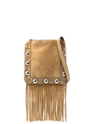 Valentino Garavani Nellc&ocirc;te small shoulder bag in suede with fringes