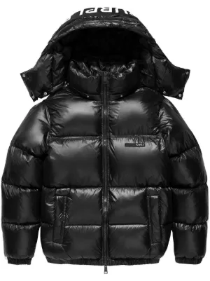 Purple Brand NYLON SNAP OFF HOOD PUFFER JACKET JET BLACK "Black"