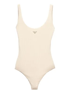 Prada jersey one-piece swimsuit with rhinestones