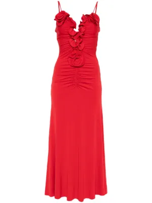 NISSA floral-appliqué jersey midi dress