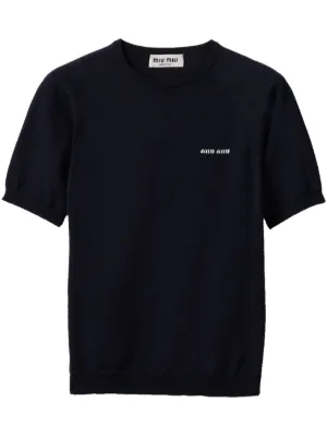 Miu Miu logo-intarsia T-shirt