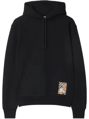Burberry Check label cotton hoodie