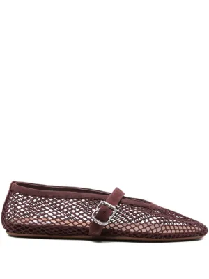 Ala&iuml;a fishnet buckle-strap ballet flats