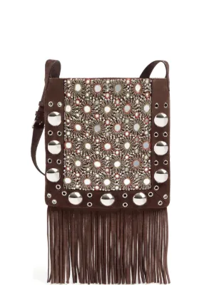 Valentino Garavani Nellc&ocirc;te embroidered shoulder bag with fringes