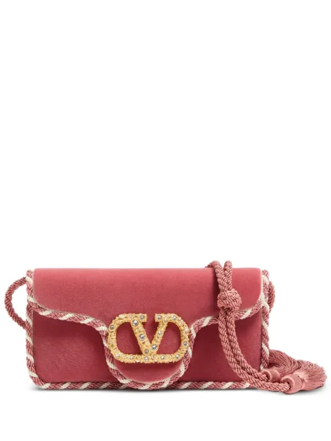 Valentino Garavani Loc&ograve; velvet clutch with jewel logo