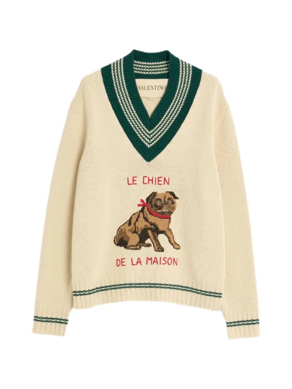 Valentino Garavani Le Chien De La Maison jacquard wool sweater