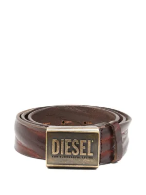 Diesel leather belt 4 cm with logo plaque