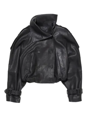 Acne Studios double-breasted buckled-cuffs leather jacket