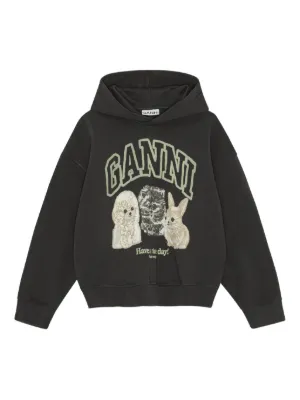 GANNI logo-print hooded sweater