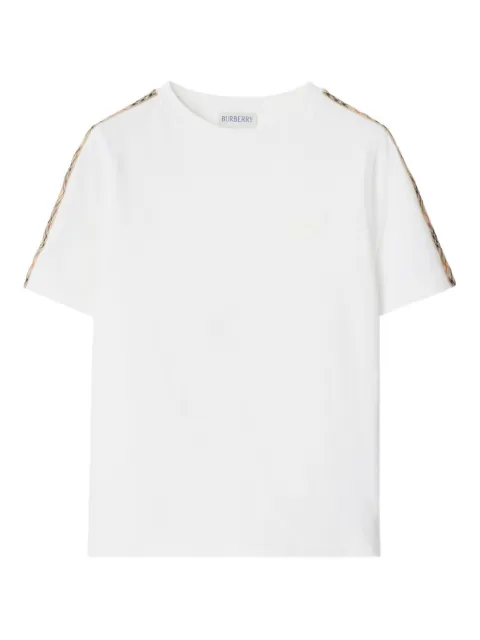 Burberry Kids checked- trim cotton T-shirt
