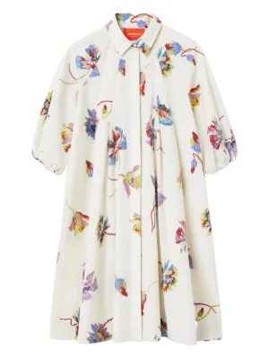 La DoubleJ Sunburst floral-print puff-sleeve mini dress