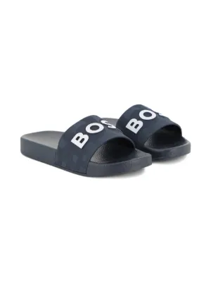 BOSS Kidswear embossed-logo flip flops