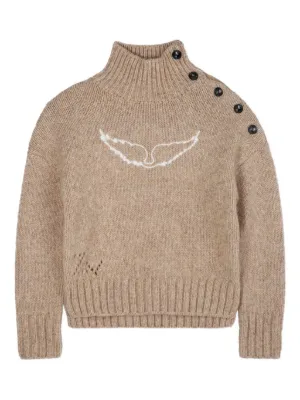 Zadig & Voltaire Kids button-detailed turtleneck sweater