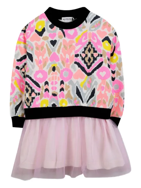 Billieblush printed sweater-tulle dress