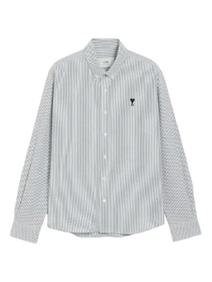 AMI Paris de Coeur monogram striped-pattern shirt