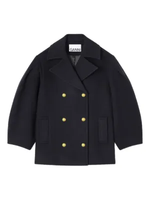 GANNI balloon-sleeve double-breasted coat