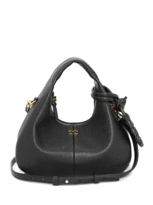 GANNI grained knot-detail shoulder bag