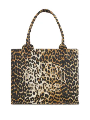 GANNI leopard-print tote bag