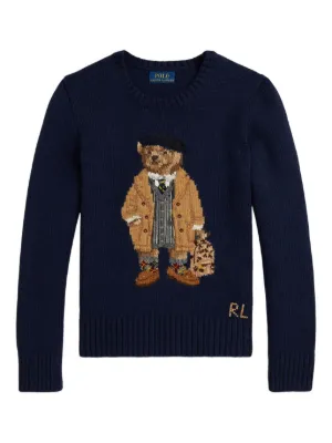 POLO RALPH LAUREN KIDS intarsia Polo Bear crew-neck sweater