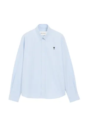 AMI Paris blue cotton shirt with Ami de Coeur