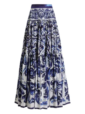 Dolce & Gabbana Majolica-print tiered skirt