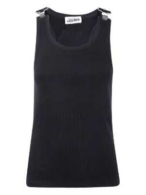 Jean Paul Gaultier buckles logo-engraved button top