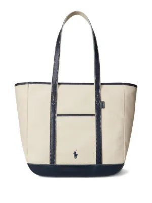 Polo Ralph Lauren medium leather-trim canvas tote bag