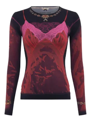 Marine Serre printed crew-neck long-sleeved T-shirt