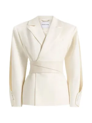 Manière De Voir Marie twist sleeve tailored blazer with belt