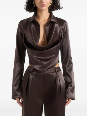 Manière De Voir Satia satin cowl shirt with chain detail