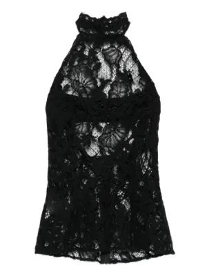 MANUR&Iacute; floral-lace halterneck top