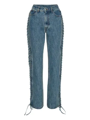 ROTATE BIRGER CHRISTENSEN laced straight leg jeans blue denim