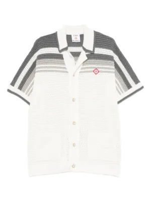 Casablanca Tennis striped button short sleeve shirt