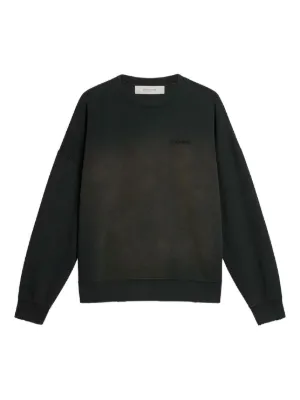 Golden Goose sweatshirt in worn black cotton with logo embroidery