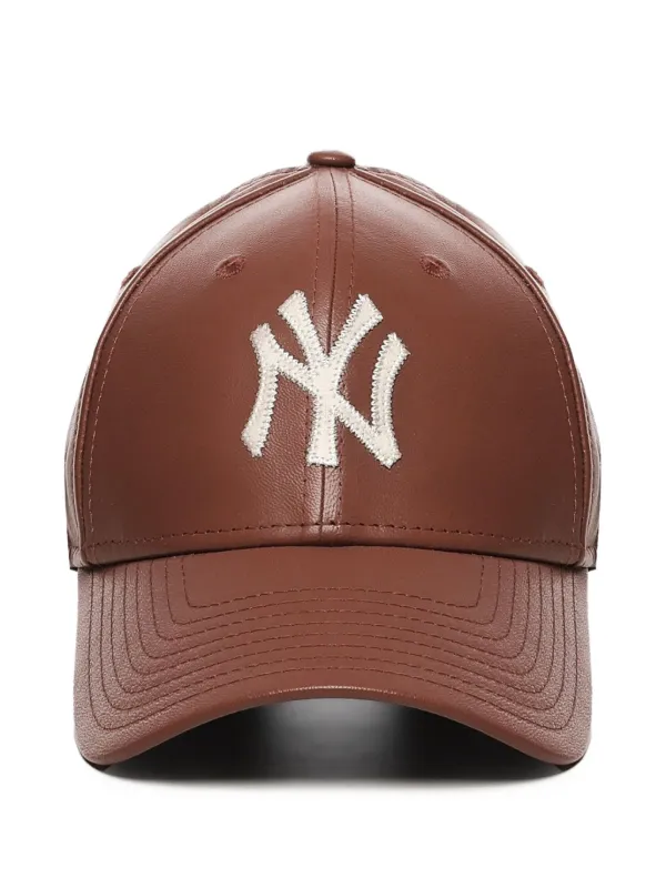 NEW ERA CAP logo-embroidered leather baseball cap