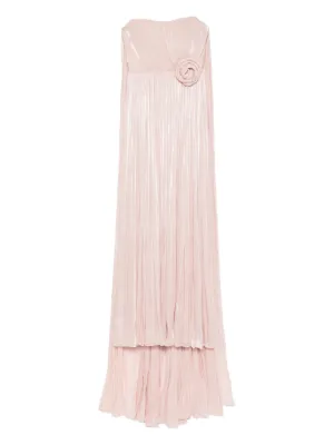 NISSA pleated floral-embellished dress