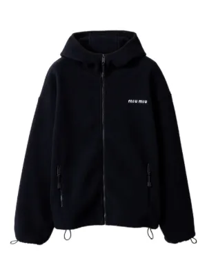 Miu Miu cotton fleece zip-front hoodie