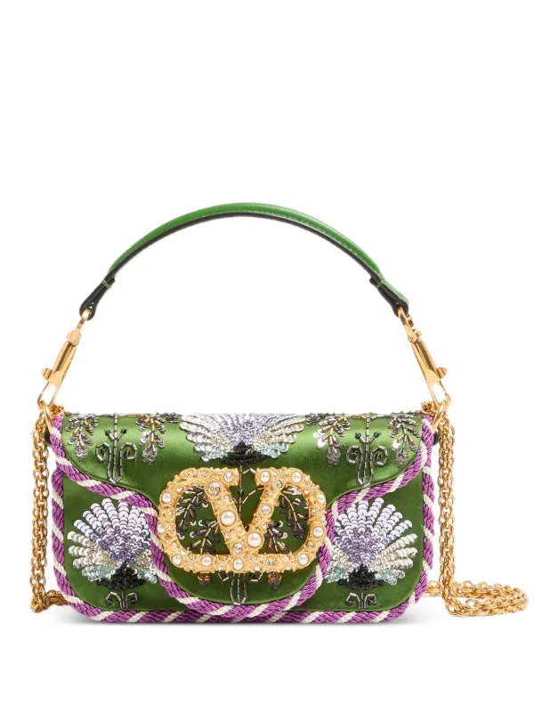 Valentino Garavani Loc&ograve; small embroidered shoulder bag with jewel logo