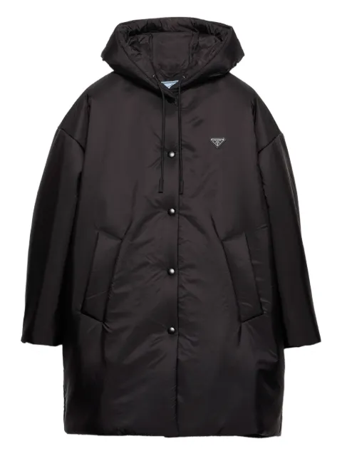 Prada hooded snap-fit fastening coat