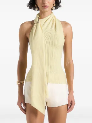 Manière De Voir Elodie knitted draped halterneck top