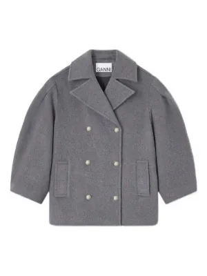 GANNI balloon-sleeves double-breasted coat