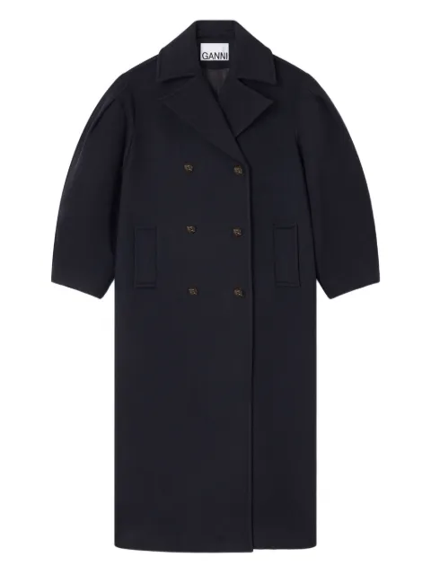 GANNI balloon-sleeves double-breasted coat
