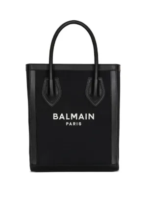 Balmain leather-trimmed canvas tote bag