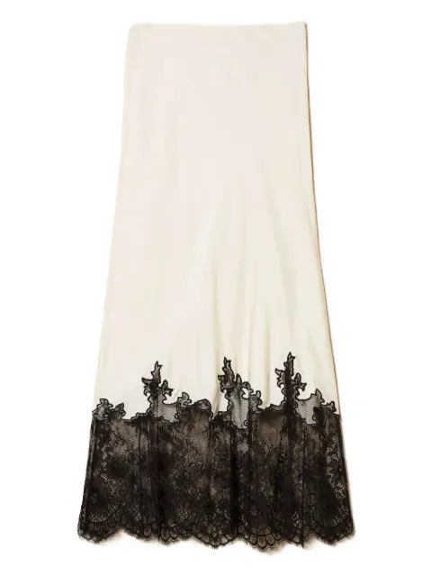 TWINSET midi lace-trimmed skirt