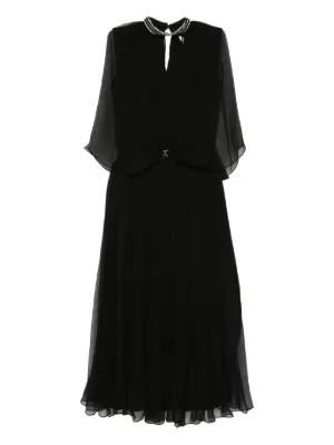 NISSA crystal-detail silk midi dress