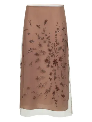 FENDI floral-embellishments midi skirt