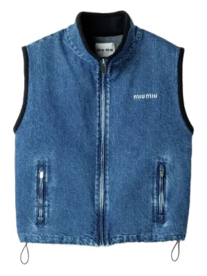 Miu Miu cashmere denim blouson vest