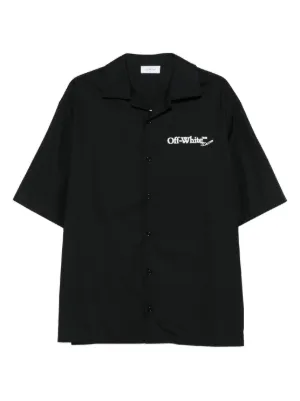 Off-White logo-embroidered short-sleeve shirt